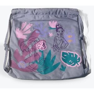 Disney Princess Tiana & Ariel Drawstring Sling Tote Bag Backpack Purple